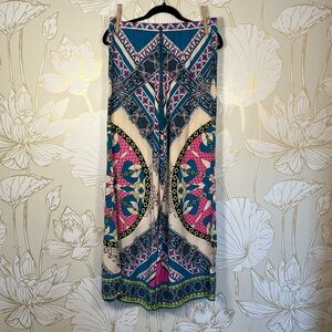 Flying Tomato Teal, Pink & Cream Boho Printed Wide Leg Palazzo Pants